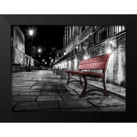 Night Bench Black Modern Wood Framed Art Print by Outchill, L.