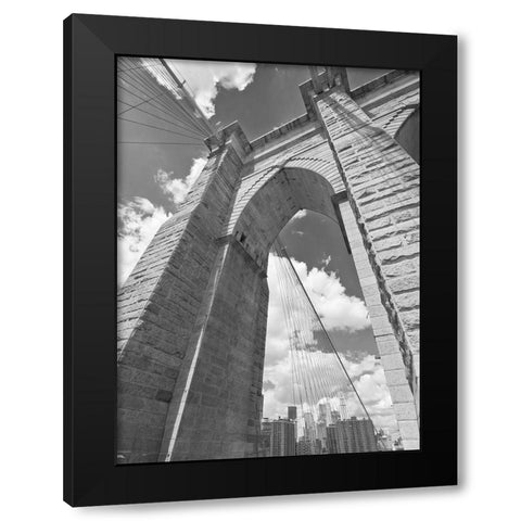 Brooklyn Bridge Arch Black Modern Wood Framed Art Print with Double Matting by Anonymous