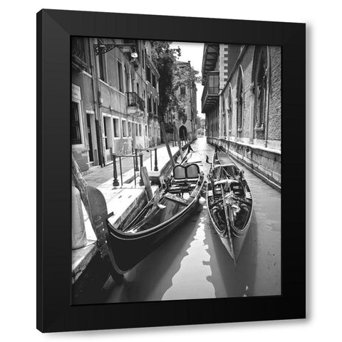 Gondola Pair, Venice Black Modern Wood Framed Art Print with Double Matting by Anonymous
