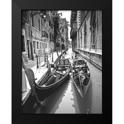 Gondola Pair, Venice Black Modern Wood Framed Art Print by Anonymous