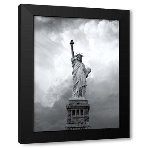 Majestic Lady Liberty Black Modern Wood Framed Art Print with Double Matting by Anonymous