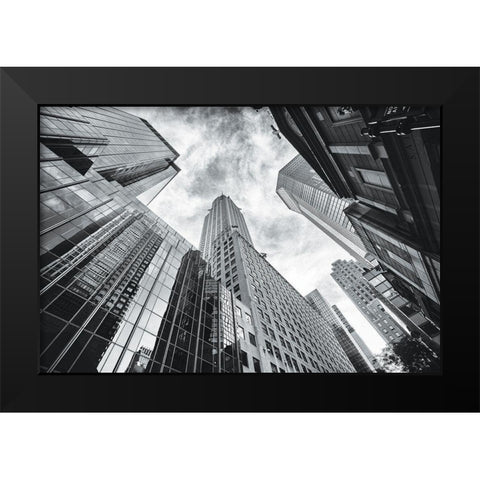 Skyscrapers Black Modern Wood Framed Art Print by Graciet, Stephane