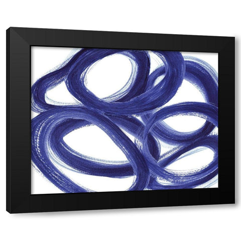 Indigo Ellipses Black Modern Wood Framed Art Print with Double Matting by Inuit