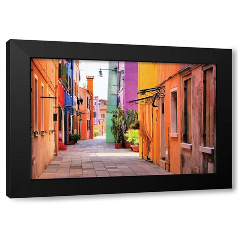 Italian Street Scene Black Modern Wood Framed Art Print by Barrow, J.