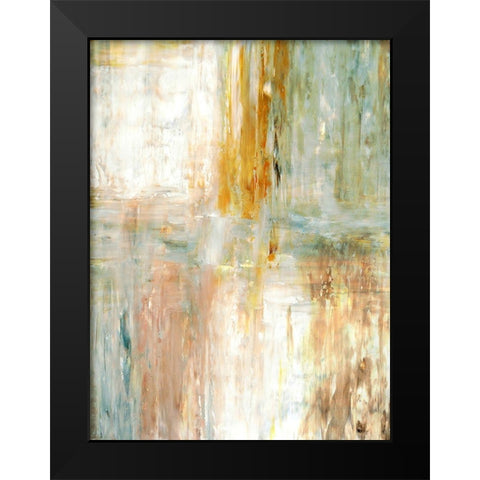Teal and Green Abstract Painting Black Modern Wood Framed Art Print by Tice, C.