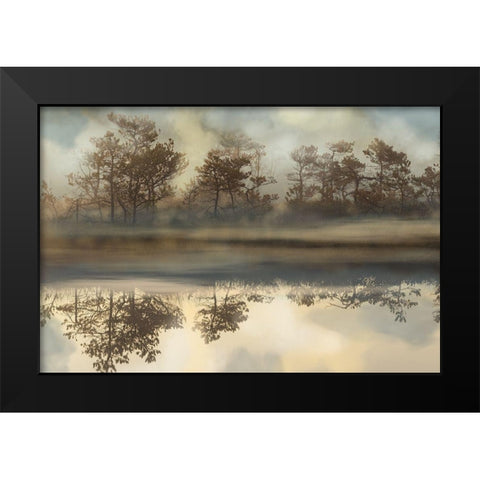 Foggy Morning River Black Modern Wood Framed Art Print by Bereczki, Barna