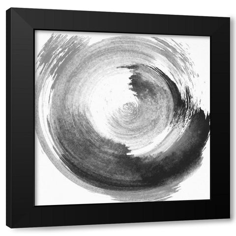 Circular Abstract II. Black Modern Wood Framed Art Print with Double Matting by Anonymous