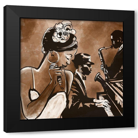 Lady and the Blues  Black Modern Wood Framed Art Print with Double Matting by Anonymous