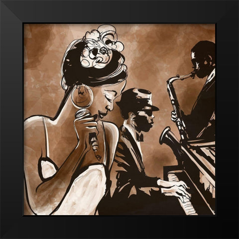 Lady and the Blues  Black Modern Wood Framed Art Print by Anonymous