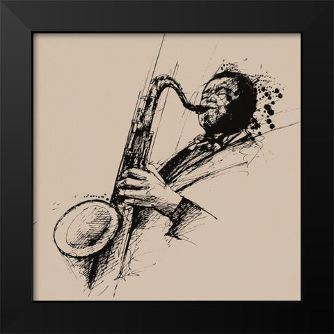 Cool Sax Black Modern Wood Framed Art Print by Drouyer