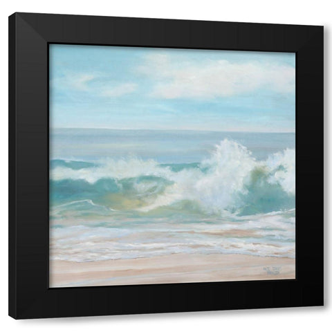 Soft Aqua Wave Black Modern Wood Framed Art Print with Double Matting by Casey, Anderson