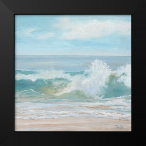 Soft Aqua Wave Black Modern Wood Framed Art Print by Casey, Anderson