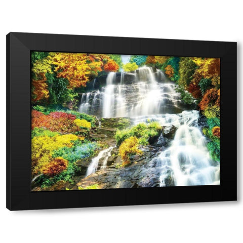 Majestic Falls Black Modern Wood Framed Art Print with Double Matting by Anonymous