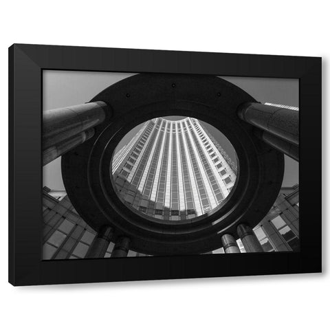 Circular Perspective Black Modern Wood Framed Art Print by Graciet, Stephane