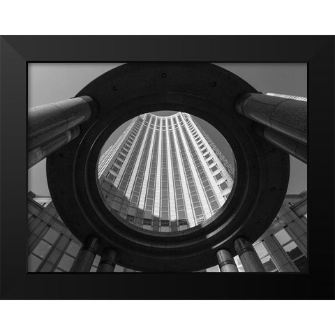Circular Perspective Black Modern Wood Framed Art Print by Graciet, Stephane