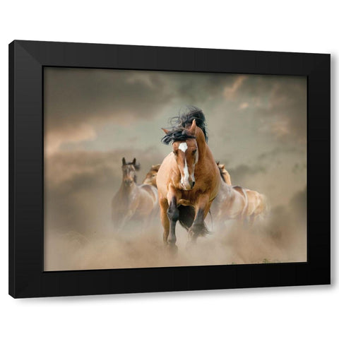 Against the Wind Black Modern Wood Framed Art Print with Double Matting by Itina, Maria