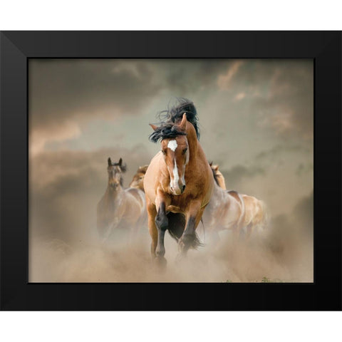 Against the Wind Black Modern Wood Framed Art Print by Itina, Maria