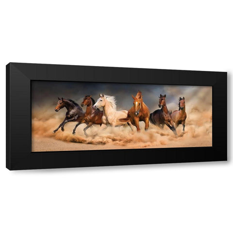 Desert Run Black Modern Wood Framed Art Print with Double Matting by Svetlana