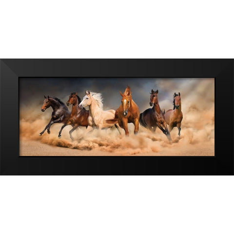 Desert Run Black Modern Wood Framed Art Print by Svetlana