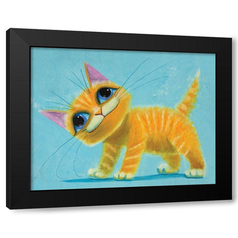 Happy Tabby Black Modern Wood Framed Art Print with Double Matting by Leov, K
