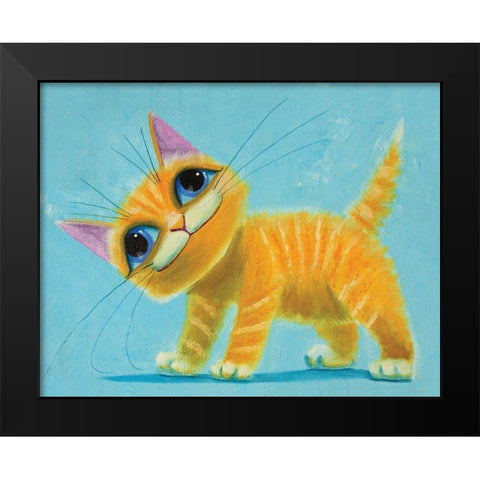 Happy Tabby Black Modern Wood Framed Art Print by Leov, K