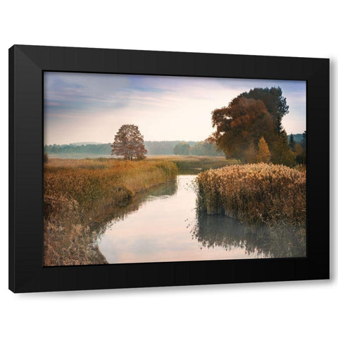 Elk River Black Modern Wood Framed Art Print with Double Matting by Anonymous