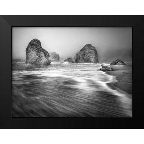 Coastal Sea Stacks Black Modern Wood Framed Art Print by Anonymous