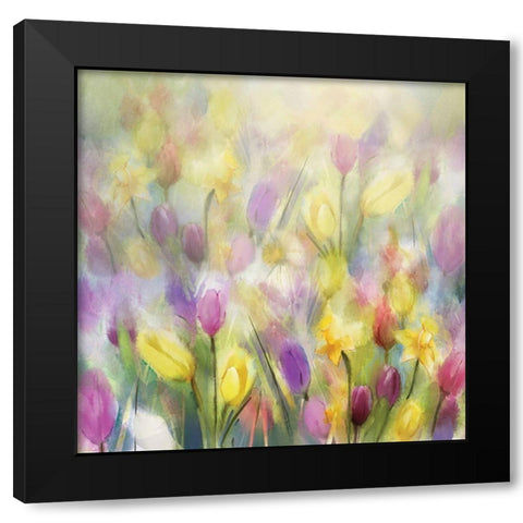 Daffodils and Tulips Black Modern Wood Framed Art Print with Double Matting by Pommingmas, N.