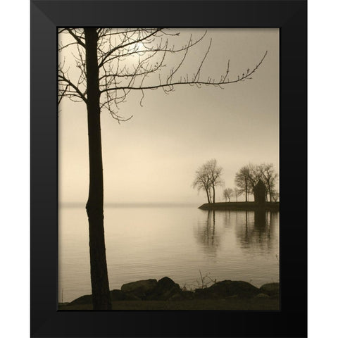 Tranquil Cove Black Modern Wood Framed Art Print by Anonymous