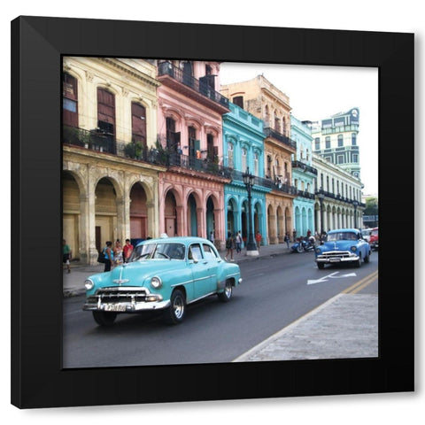 Havana Rainbow Houses Black Modern Wood Framed Art Print with Double Matting by Lowenkron, K