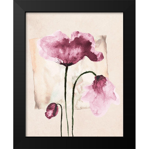 Violet Watercolor Poppies Black Modern Wood Framed Art Print by Jersova, R.