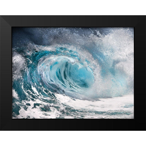 Thunder Wave Black Modern Wood Framed Art Print by Anonymous
