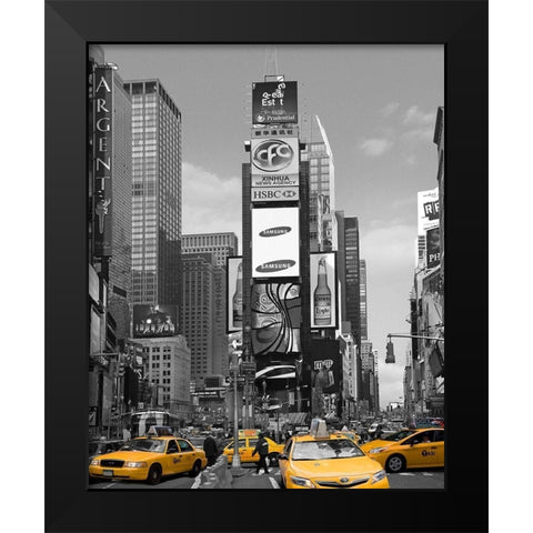 Yellow Cabs at Times Square North Black Modern Wood Framed Art Print by Maloratsky, Igor