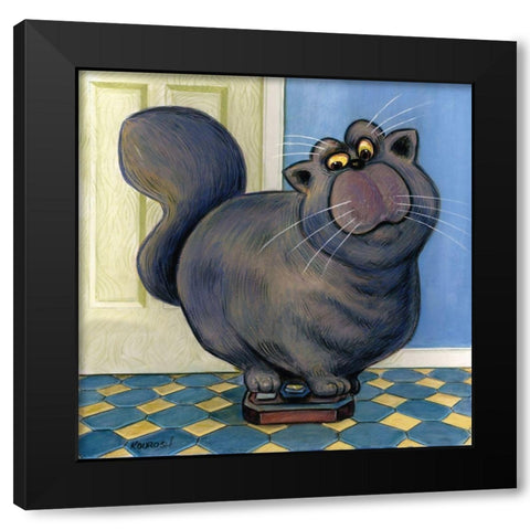 Purrfect Black Modern Wood Framed Art Print with Double Matting by Kourosh