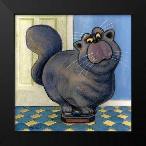 Purrfect Black Modern Wood Framed Art Print by Kourosh