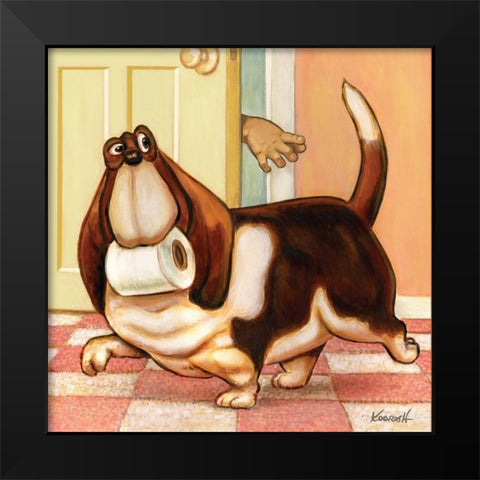 Give That Back Black Modern Wood Framed Art Print by Kourosh