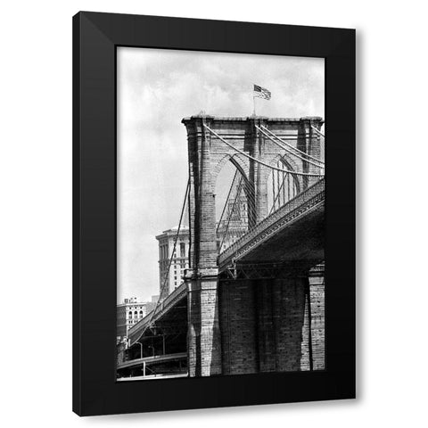 Brooklyn Bridge Perspective Black Modern Wood Framed Art Print with Double Matting by Maier, Phil