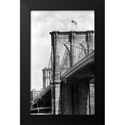 Brooklyn Bridge Perspective Black Modern Wood Framed Art Print by Maier, Phil