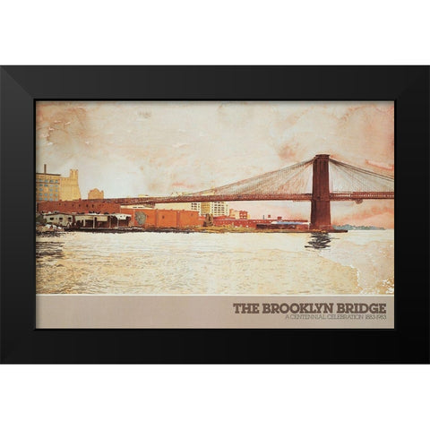 Brooklyn Bridge I Black Modern Wood Framed Art Print by Unknown