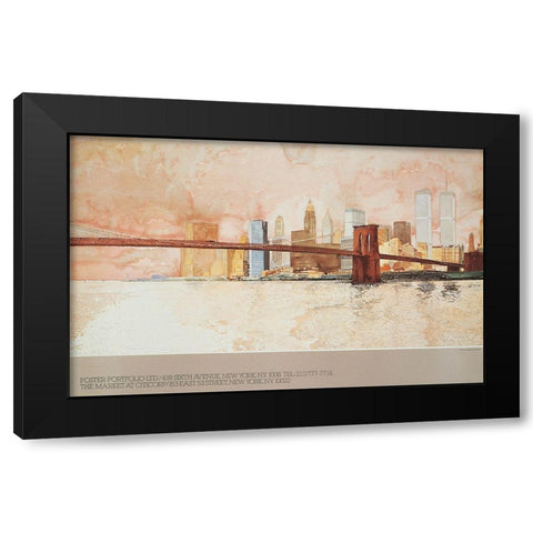 Brooklyn Bridge II Black Modern Wood Framed Art Print by Unknown