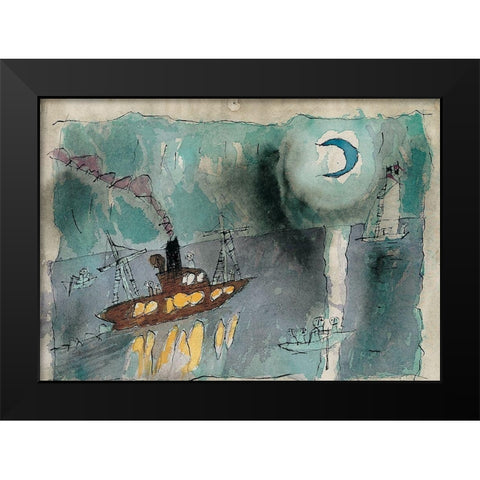 Shipwreck Black Modern Wood Framed Art Print by Unknown
