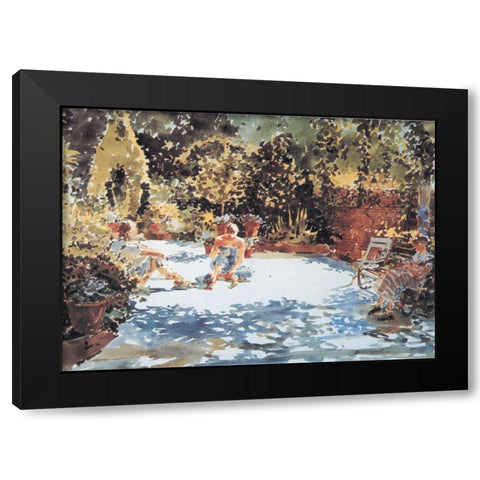 In the Park Black Modern Wood Framed Art Print by Unknown