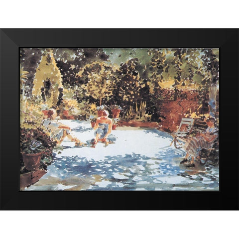 In the Park Black Modern Wood Framed Art Print by Unknown