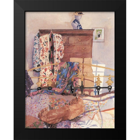 Brass Bed Black Modern Wood Framed Art Print by Unknown