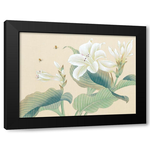 Oriental Bees I Black Modern Wood Framed Art Print by Unknown