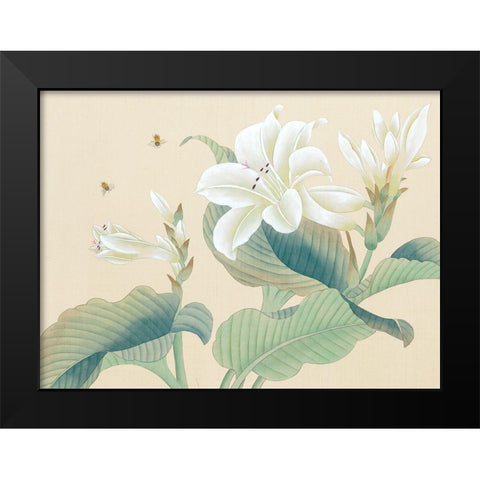 Oriental Bees I Black Modern Wood Framed Art Print by Unknown