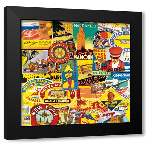 Around the World Black Modern Wood Framed Art Print by Unknown