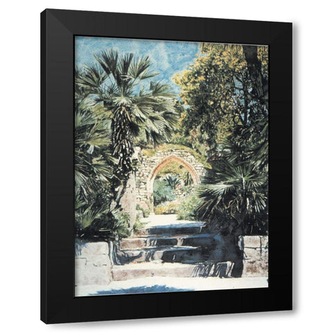 Arch and Palms Black Modern Wood Framed Art Print by Unknown