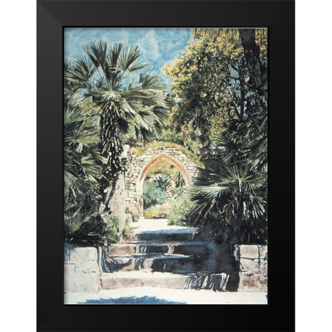 Arch and Palms Black Modern Wood Framed Art Print by Unknown