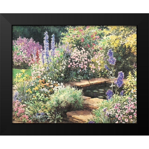 Garden Fountain I Black Modern Wood Framed Art Print by Unknown